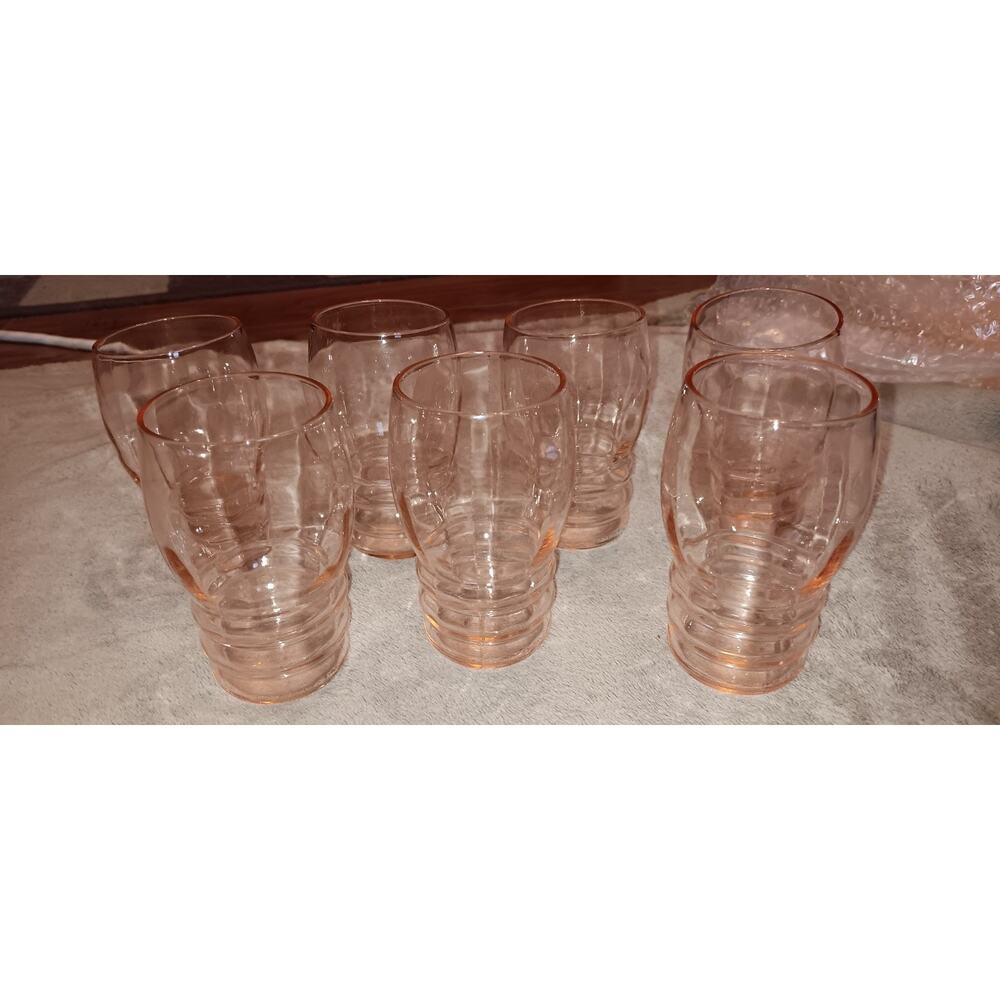 Lot Of 7 Depression Glass 4in Tudor Glasses Juice Glasses Very Nice